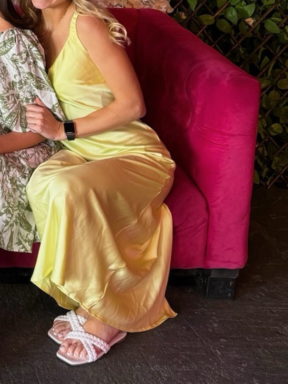 A New Day Lemon Yellow Satin Maxi Slip Dress - Picture 3 of 3